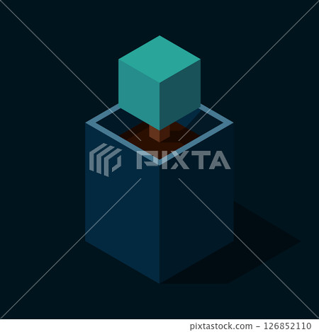 Isometric plant at night. Isometric potted plant illustration. Isometric vector tree. Tree isometric elements. Isometric vector illustration 126852110