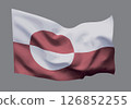 Waving flag of Greenland on neutral background. Vector. 126852255