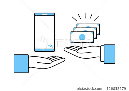 Illustration depicting the purchase of a smartphone Illustration depicting the purchase of a smartphone 126852279