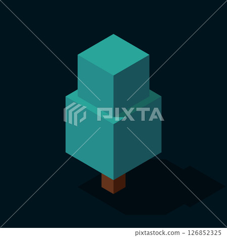 Isometric vector tree at night. Tree isometric elements. Isometric tree element for landscape design. Park element 126852325