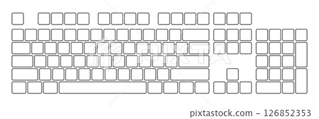 Computer keyboard button layout template for graphic use. Modern computer keyboard. Vector illustration Computer keyboard button layout template for graphic use. Modern computer keyboard. Vector illustration 126852353