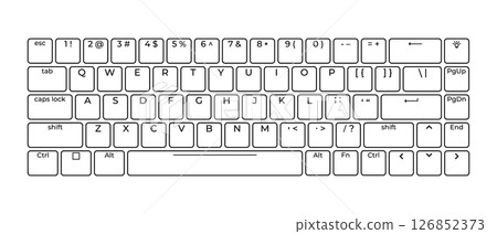 Computer keyboard button layout template with letters for graphic use. Modern computer keyboard. Vector illustration Computer keyboard button layout template with letters for graphic use. Modern computer keyboard. Vector illustration 126852373