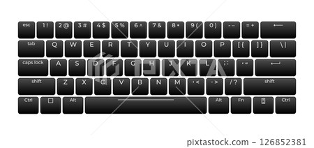 Computer keyboard button layout template with letters for graphic use. Modern computer keyboard. Vector illustration 126852381