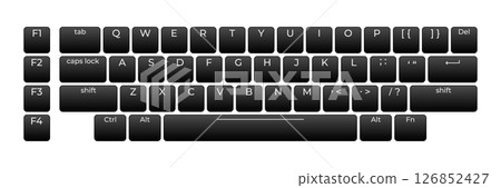 Computer keyboard button layout template with letters for graphic use. Modern computer keyboard. Vector illustration 126852427
