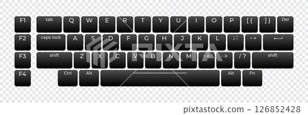 Computer keyboard button layout template with letters for graphic use. Modern computer keyboard. Vector illustration 126852428