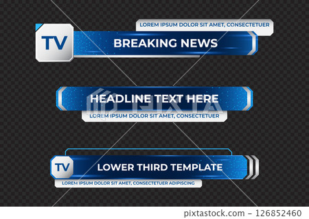 Futuristic design lower third banner. Broadcast news lower third banner template design. Lower third bar template for breaking news. Video headline title Futuristic design lower third banner. Broadcast news lower third banner template design. Lower third bar template for breaking news. Video headline title 126852460