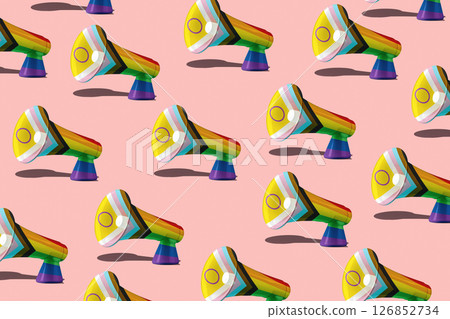 LGBTIQ megaphones forming a pattern, generative AI 126852734