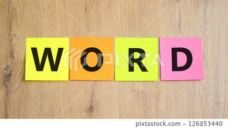 Word symbol. Concept word Word on beautiful colored paper. Beautiful wooden table wooden background. Business, lifestyle, support and word concept. Copy space. Word symbol. Concept word Word on beautiful colored paper. Beautiful wooden table wooden background. Business, lifestyle, support and word concept. Copy space. 126853440