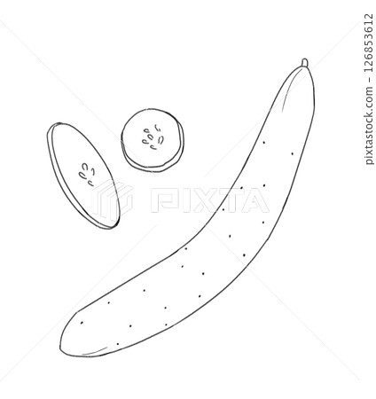 Cucumber line drawing Cucumber line drawing 126853612