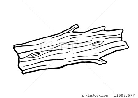 Dry tree sketch isolated on white background. Hand drawn illustration, wood trunk 126853677