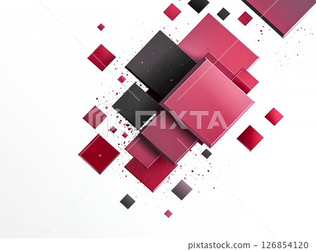 紅色和黑色塊幾何背景 126854120