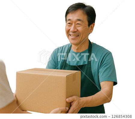 Smiling man delivering food to a food bank Smiling man delivering food to a food bank 126854308