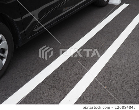 Cars parked in a parking lot. Take a break for a rest. Perfect image for copy space. Carport image. 126854845