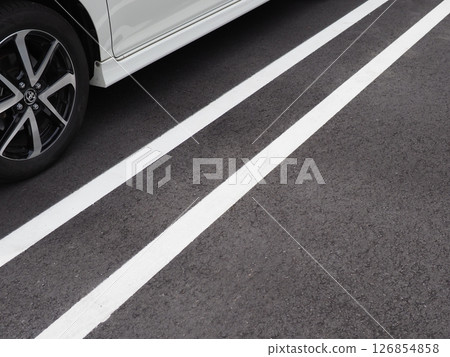 Cars parked in a parking lot. Take a break for a rest. Perfect image for copy space. Carport image. 126854858