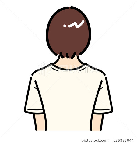 手寫_短髮背面視圖_向量_01 126855044