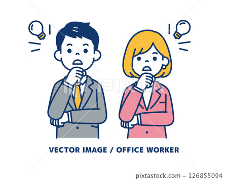 一位帶著驚訝表情的商人的簡單向量插圖素材_男人和女人套裝 126855094