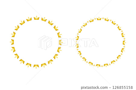 圓形皇冠框架套裝。金的。 126855158