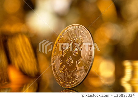 Bitcoin and cryptocurrency investing concept . Bitcoin cryptocurrency gold coin 126855324