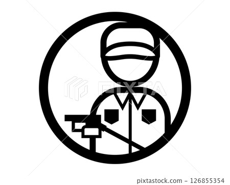 加油站工作人員的圓形簡單單色插圖圖標 加油站工作人員的圓形簡單單色插圖圖標 126855354