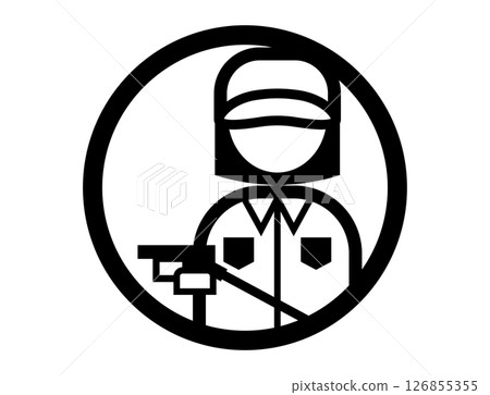 加油站工作人員的圓形簡單單色插圖圖標 加油站工作人員的圓形簡單單色插圖圖標 126855355