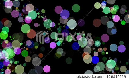 一個奇妙的背景插圖，美麗的彩色光散景漂浮在黑色背景上 126856319