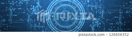 Abstract background. Scientific and technological concept with the use of technical elements formed in the shape of a circle. Vector 126856352