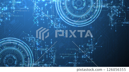 Abstract background. Scientific and technological concept with the use of technical elements formed in the shape of a circle. Vector 126856355