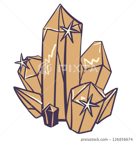 Golden vector crystal. Fashionable symbol of witchcraft, gemstone. Item for spell. Astrology, esoteric, spiritual symbol. Occult concept of Wicca, magic crystal. Golden vector crystal. Fashionable symbol of witchcraft, gemstone. Item for spell. Astrology, esoteric, spiritual symbol. Occult concept of Wicca, magic crystal. 126856674