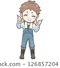 16-SD illustration of a Japanese male farmer giving a thumbs up with both hands 1-For agriculture, fresh vegetables, food, etc. 126857204