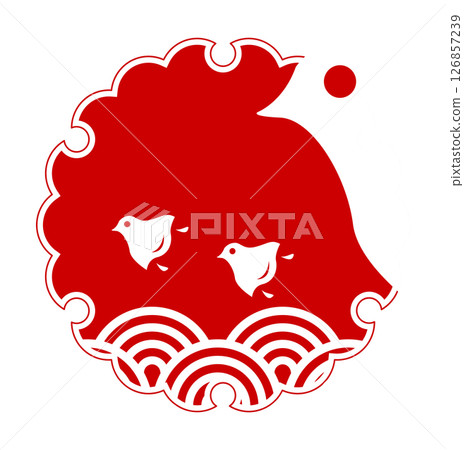 Seigaiha Houndstooth Celebration Frame Illustration 126857239