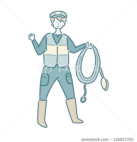 簡單的線條畫向量插圖一個人狩獵 126857292