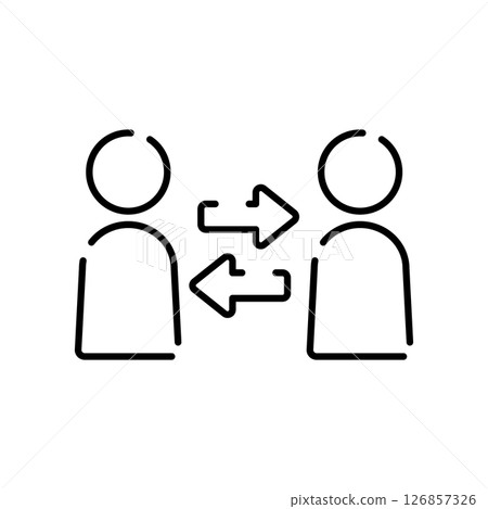 Icon illustration of two people with an arrow between them 126857326