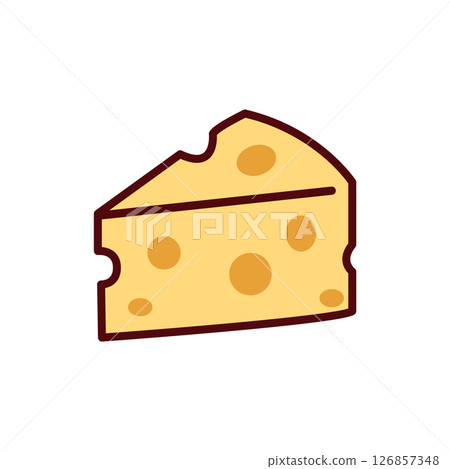Cheese with holes line drawing 126857348