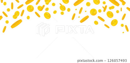 Golden Coins Falling Casino Background Cartoon Vector Illustration 126857493