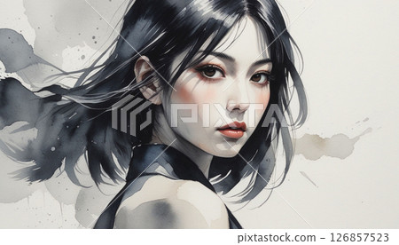 watercolor woman watercolor woman 126857523