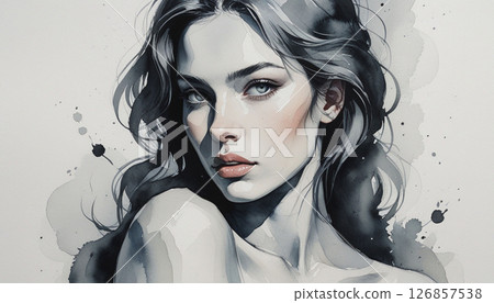 watercolor woman 126857538