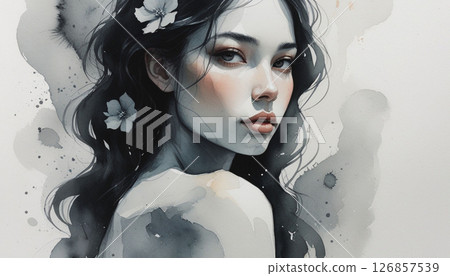 watercolor woman 126857539
