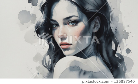 watercolor woman 126857540