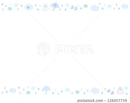 Cute frame of rain and Teru Teru Bouzu Cute frame of rain and Teru Teru Bouzu 126857739