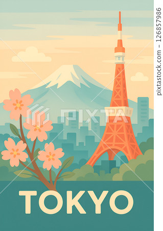 城市插圖圖像東京 126857986
