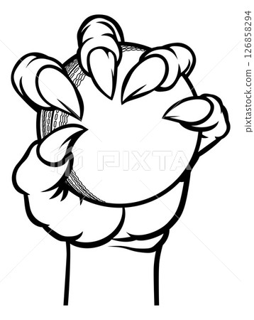 Claw Talon Monster Hand Holding Cricket Ball Claw Talon Monster Hand Holding Cricket Ball 126858294