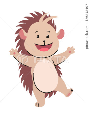 Lovely hedgehog. Cute funny wild forest animal. Prickly cartoon character. Vector isolated illustration 126858407