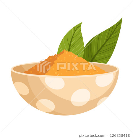 Turmeric root plant, icon. Natural flavor, herbal spice, hand drawn sketch illustration. Detox food ingredient. Vector illustration isolated on white background 126858418