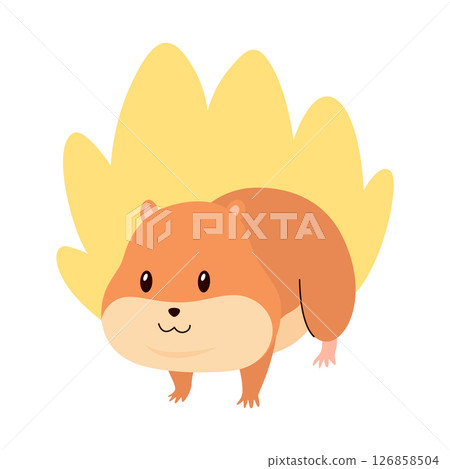 Cartoon hamster. Fluffy domestic pet, funny rodent. Happy home rodent animal. Vector illustration isolated on white background Cartoon hamster. Fluffy domestic pet, funny rodent. Happy home rodent animal. Vector illustration isolated on white background 126858504