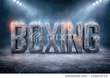 Boxing Text in Spotlight - Arena Scene 126858729