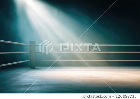 Empty Boxing Ring with Dramatic Lighting Empty Boxing Ring with Dramatic Lighting 126858733