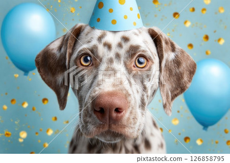 Dalmatian Puppy in Birthday Celebration Scene 126858795