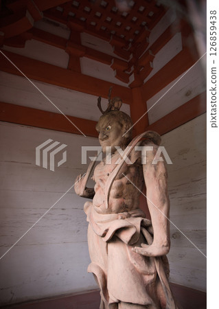 Kurama Temple: Niomon Gate statue of Nio (Ungyo) 1 Kurama Temple: Niomon Gate statue of Nio (Ungyo) 1 126859438