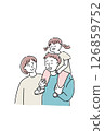 Illustration of three parents and children having fun 126859752