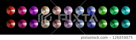 Metal gradient. Multi colored radial gradient set. Collection of shiny foil in rainbow colors palette. Vector 126859875